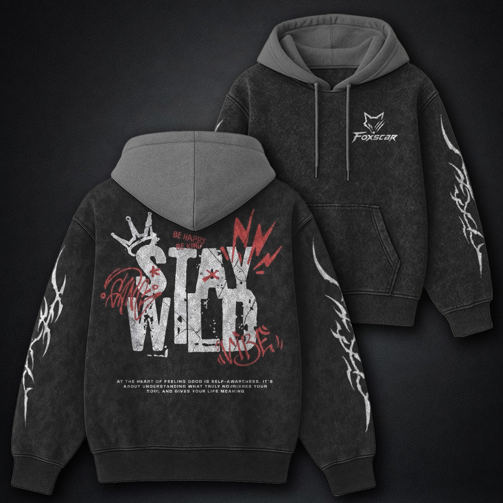 Urban Black And Grey Washed Hoodie