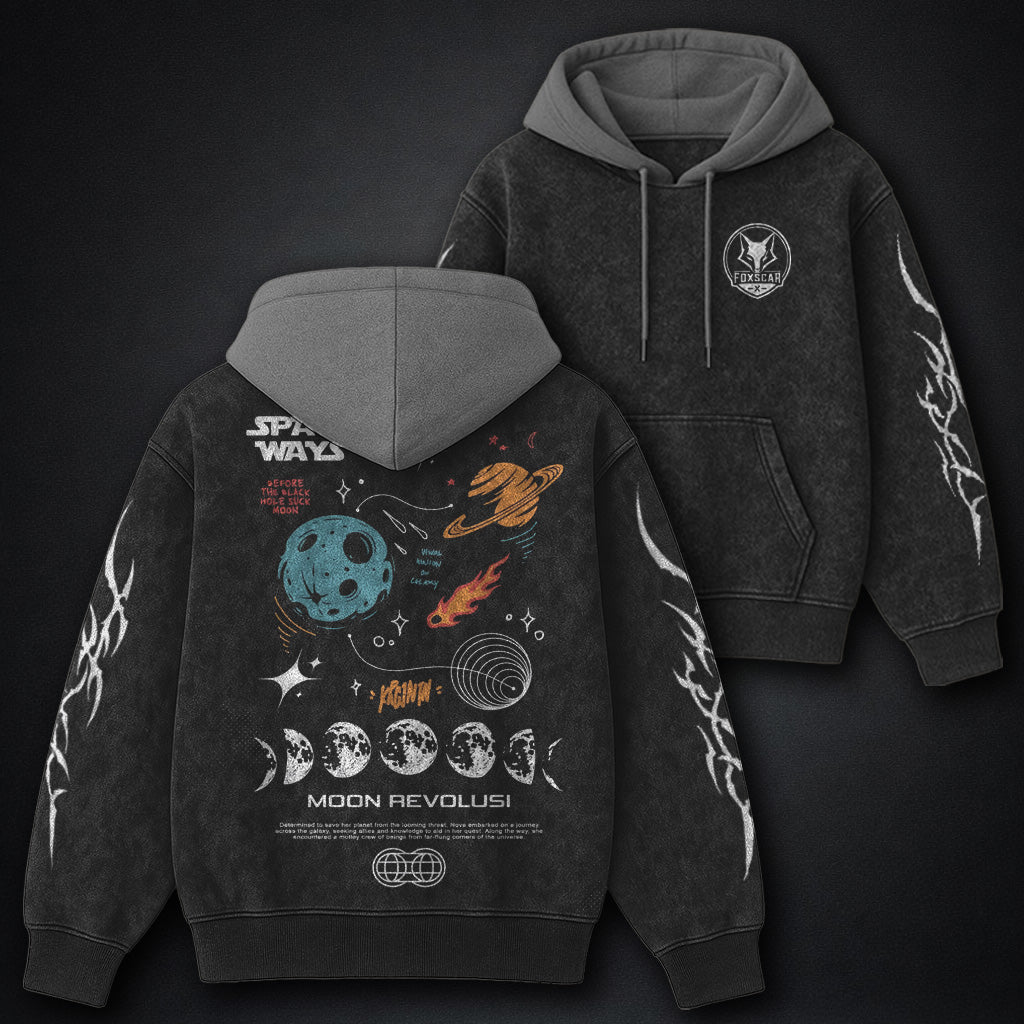Classic Black And Grey Washed Hoodie