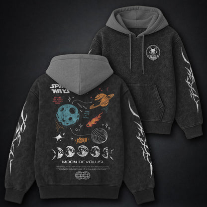 Classic Black And Grey Washed Hoodie