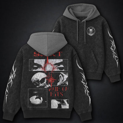Iconic Black And Grey Washed Hoodie