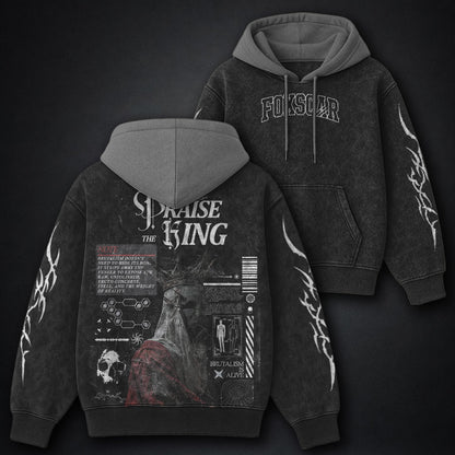 Elite Black And Grey Washed Hoodie