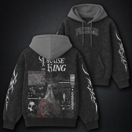 Elite Black And Grey Washed Hoodie