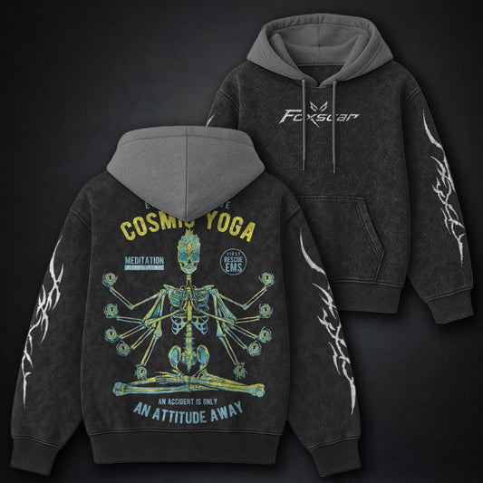 Stellar Black And Grey Washed Hoodie