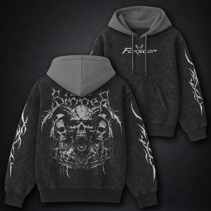 Signature Black And Grey Washed Hoodie