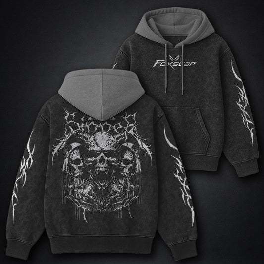Signature Black And Grey Washed Hoodie