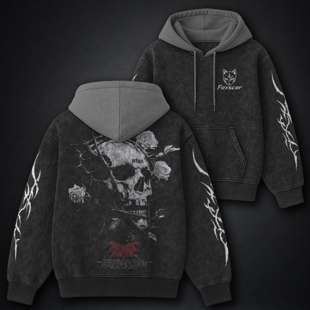 Minimal Black And Grey Washed Hoodie